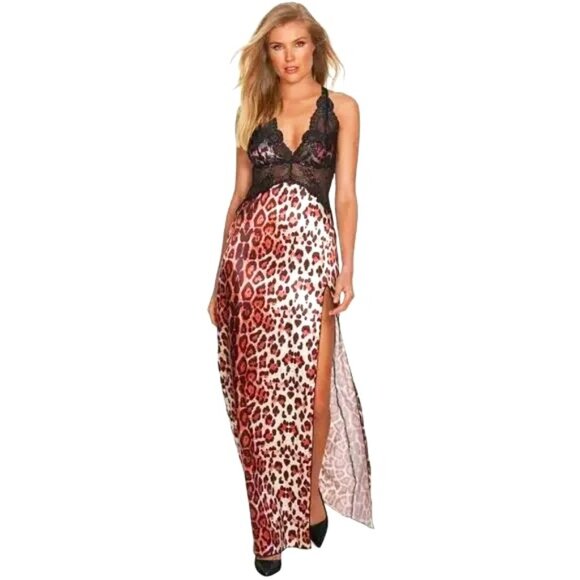 Frederick's of Hollywood Other - Frederick's of Hollywood Rosalina Rose Lace and Satin Gown in‎ Cheetah Print S